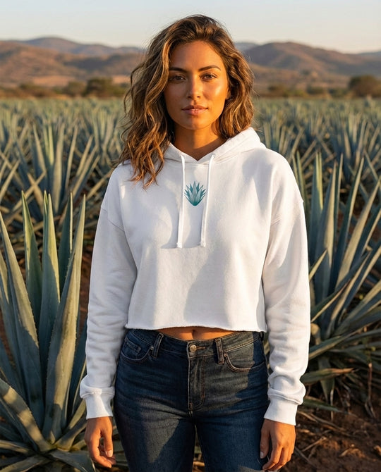 Lightweight Crop Hoodie - Blanco Still Strength